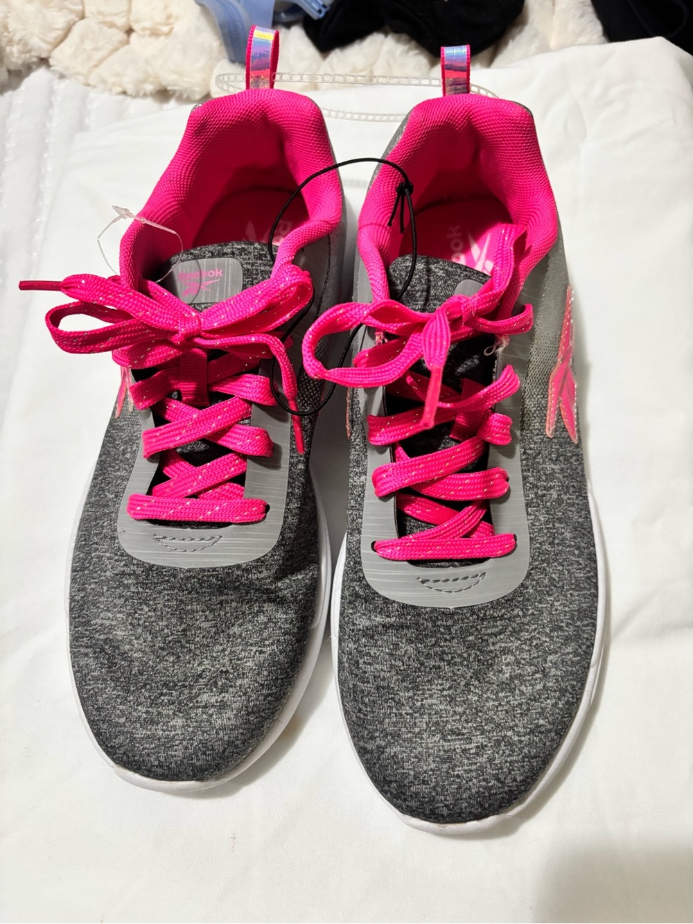 Reebok Women's Gray Sneakers with Hot Pink Accents